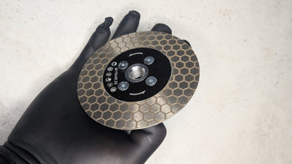Segmented diamond blade with flange for tile edge beveling (mitre cuts).