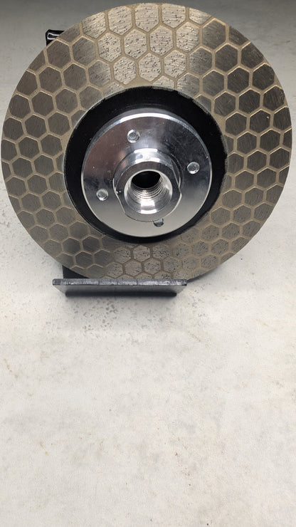 Segmented diamond blade with flange for tile edge beveling (mitre cuts).
